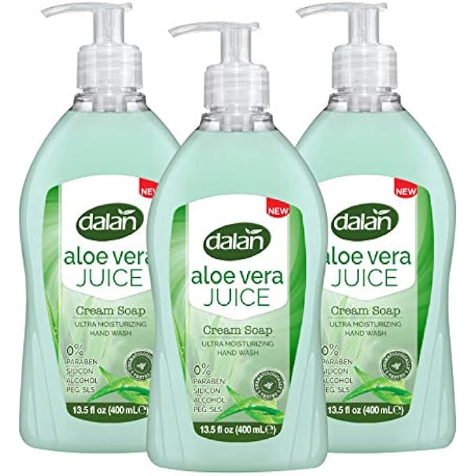 Dalan ALOE VERA JUICE CREAM ULTRA MOISTURIZING LIQUID HAND SOAP FOR DRY AND FRESH HANDS FEELING CLEAN AND SOFT (13.5 FL OZ / 400 ML (PACK OF 3)) - Image 1